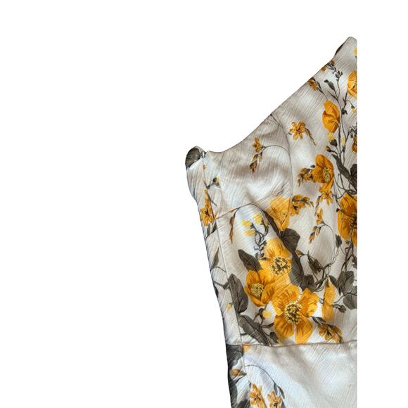 Bec + Bridge Matilde One Shoulder White Yellow Floral Midi Dress Size 6 - Picture 8 of 9